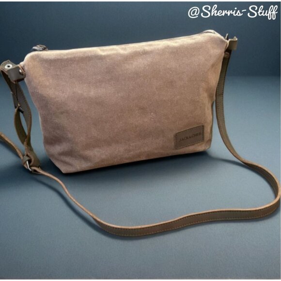 Jack & Chris Unisex Mens Medium Canvas Leather Messenger Bag Adjustable Strap - Picture 1 of 16